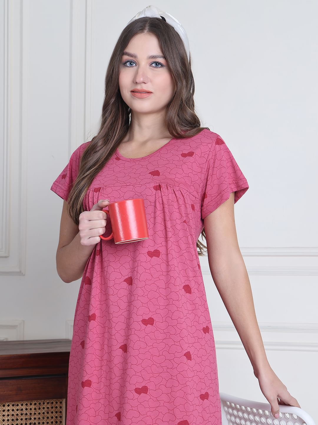 Secret Wish Pink Heart Hosiery Nighty