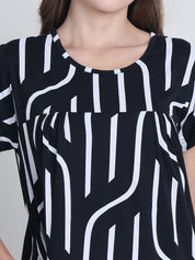 Secret Wish Black Abstract Hosiery Nighty