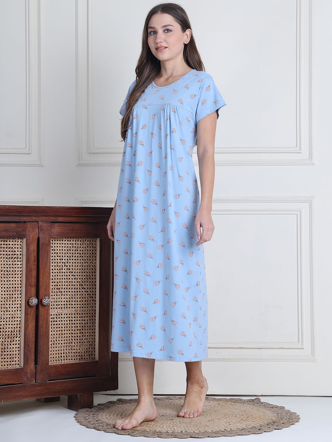 Secret Wish Sky Blue Candy Hosiery Nighty