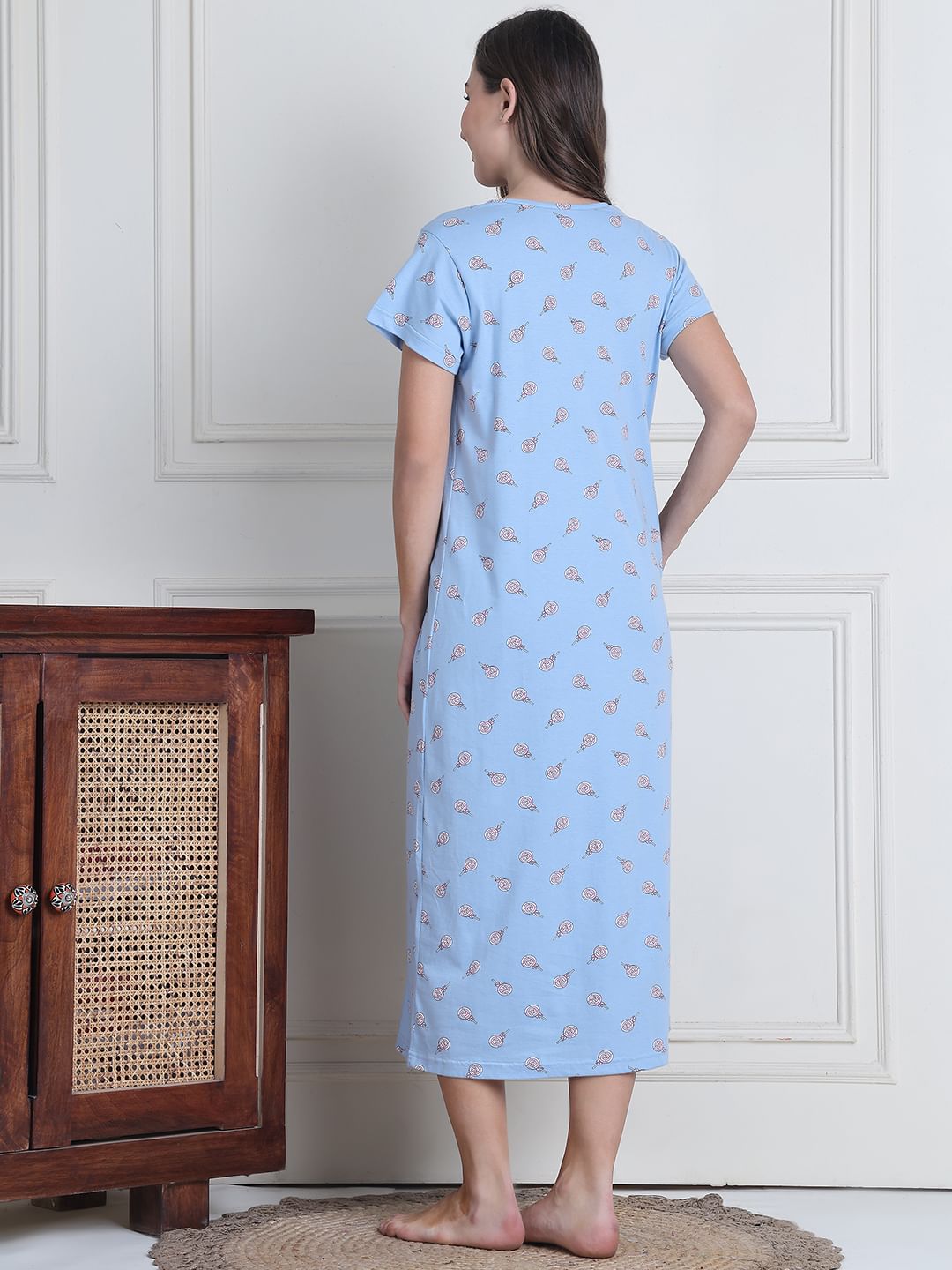 Secret Wish Sky Blue Candy Hosiery Nighty