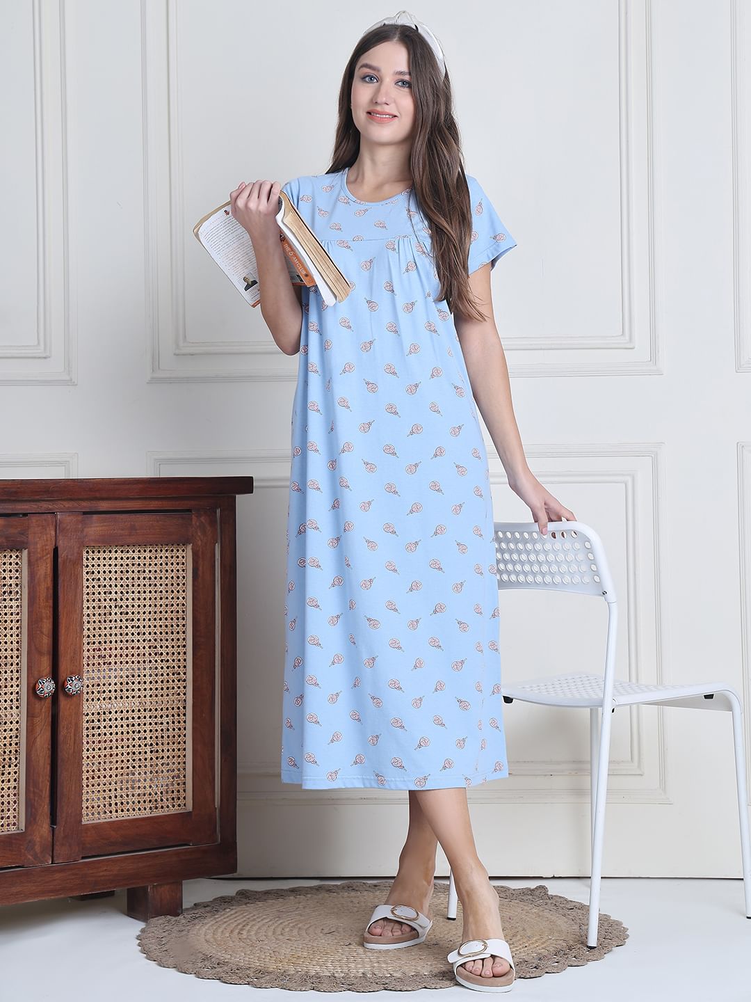 Secret Wish Sky Blue Candy Hosiery Nighty