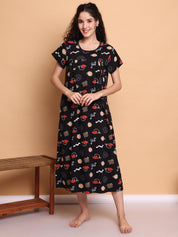 Black Abstract Hosiery Nighty