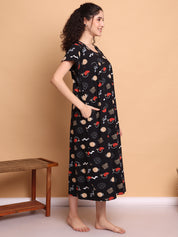 Black Abstract Hosiery Nighty