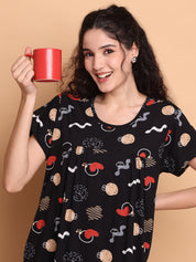 Black Abstract Hosiery Nighty