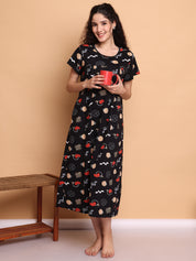 Black Abstract Hosiery Nighty