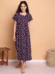 Violet Heart Print Hosiery Nighty