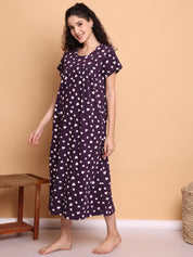 Violet Heart Print Hosiery Nighty