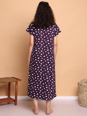 Violet Heart Print Hosiery Nighty
