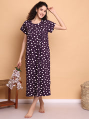 Violet Heart Print Hosiery Nighty