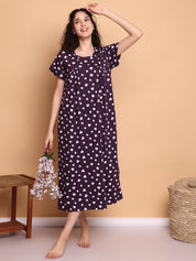 Violet Heart Print Hosiery Nighty