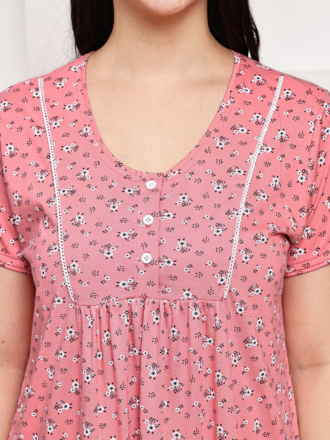 Pink Floral Hosiery Nighty