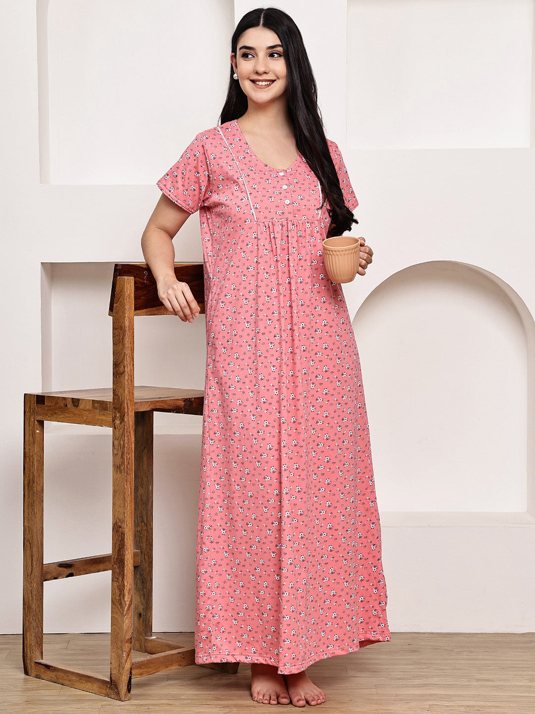 Pink Floral Hosiery Nighty