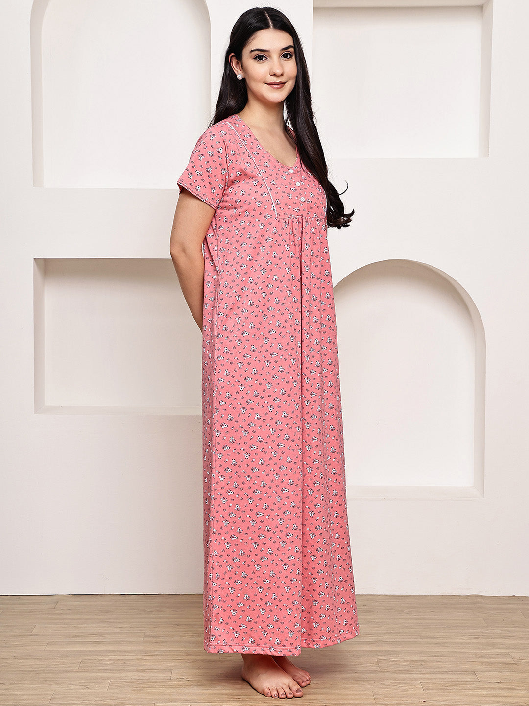 Pink Floral Hosiery Nighty