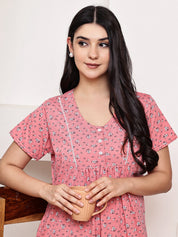 Pink Floral Hosiery Nighty