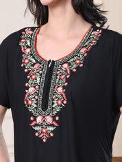 Black Solid Cotton Blend Nighty