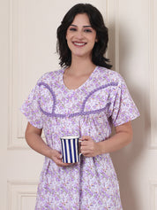 Lavender Floral Pure Cotton Nighty