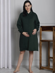 Green Hoodie Winter Maternity Nightdress