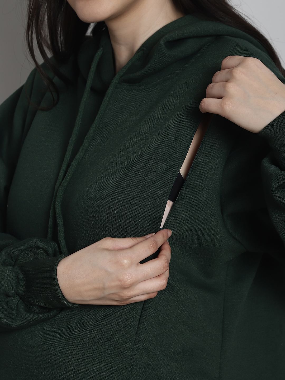 Green Hoodie Winter Maternity Nightdress