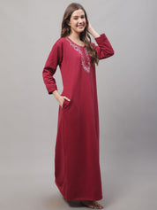 Maroon Woolen Nighty