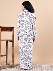 Pink Abstract Fur Winter Maternity Nighty