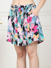 Floral Print Multi Rayon Shorts with Side Pocket