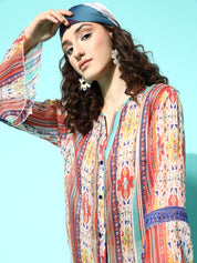 Multi Colour Printed Swimwear CoverUp Dress