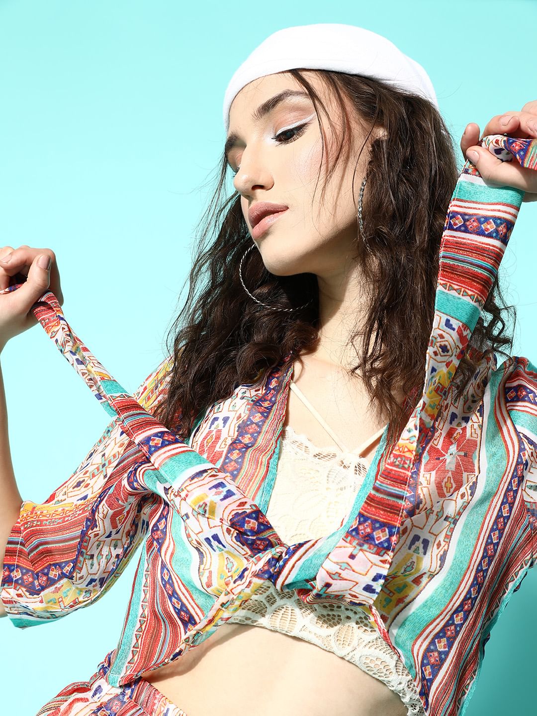 Multi Color Print Swimwear CoverUp Co-Ord set