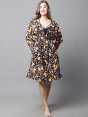 Black & Yellow Floral Cover Up Shrug
