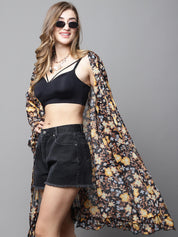 Black & Yellow Floral Cover Up Shrug