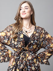 Black & Yellow Floral Cover Up Shrug