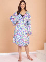 Floral Print Flared Sleeves Swimwear Cover Up Shrug