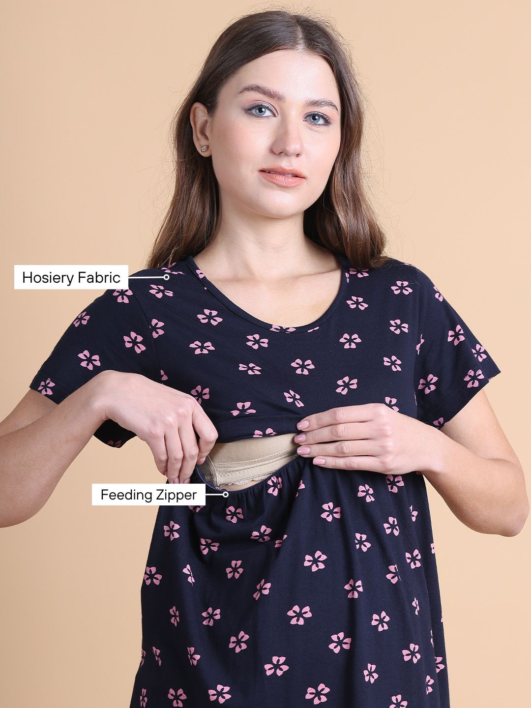 Secret Wish Black Floral Hosiery Maternity Top