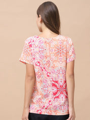 Floral Print Pink Rayon Maternity Nursing Top