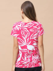 Floral Print Pink Rayon Maternity Nursing Top