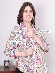 Secret Wish Floral Print Light Pink Rayon Maternity Wrap Top