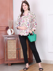 Secret Wish Floral Print Light Pink Rayon Maternity Wrap Top