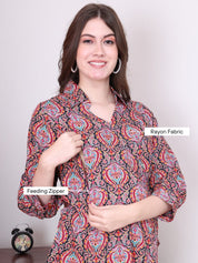 Secret Wish Floral Print Pink Rayon Maternity Wrap Top