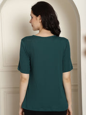 Green Ribbed maternity nursing top