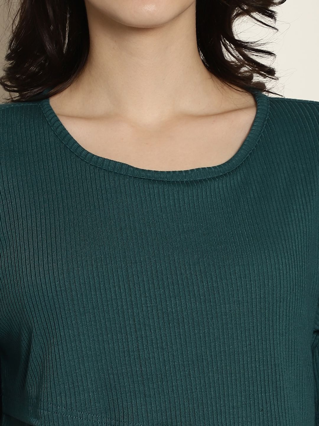 Green Ribbed maternity nursing top