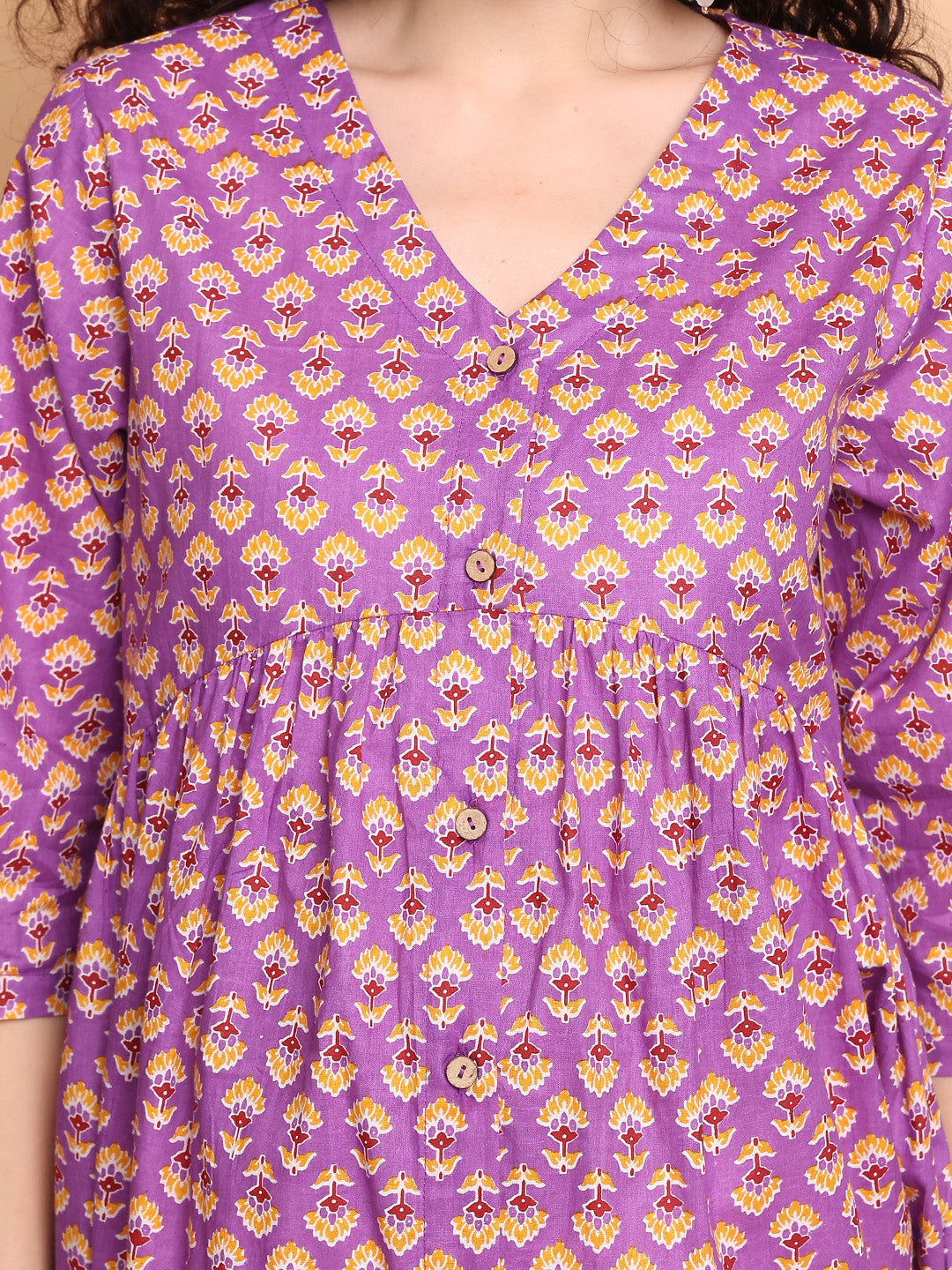 Purple Floral Cotton Maternity Tunic