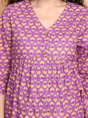 Purple Floral Cotton Maternity Tunic