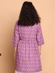 Purple Floral Cotton Maternity Tunic