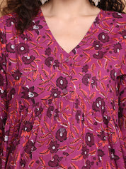 Purple Floral Cotton Maternity Tunic