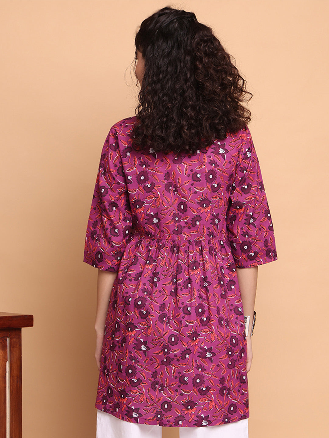 Purple Floral Cotton Maternity Tunic