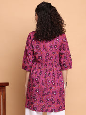 Purple Floral Cotton Maternity Tunic