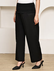Secret Wish Black Solid Poplin Maternity Trouser