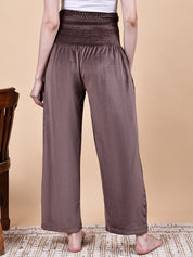 Brown Solid Velvet Winter Maternity Trouser