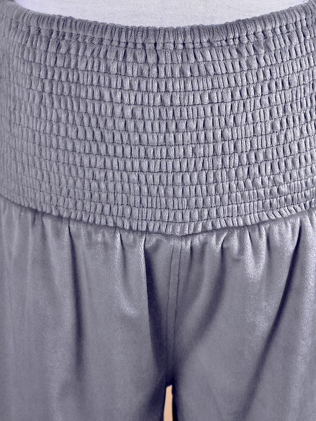 Secret Wish Grey Solid Velvet Winter Maternity Trouser