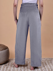 Secret Wish Grey Solid Velvet Winter Maternity Trouser
