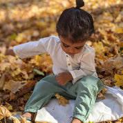 WHITEWATER KIDS UNISEX ORGANIC ESSENTIAL WHITE KURTA + MINT PANTS